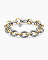 Oval Link Chain Bracelet in Sterling Silver with 18K Yellow Gold, 12mm